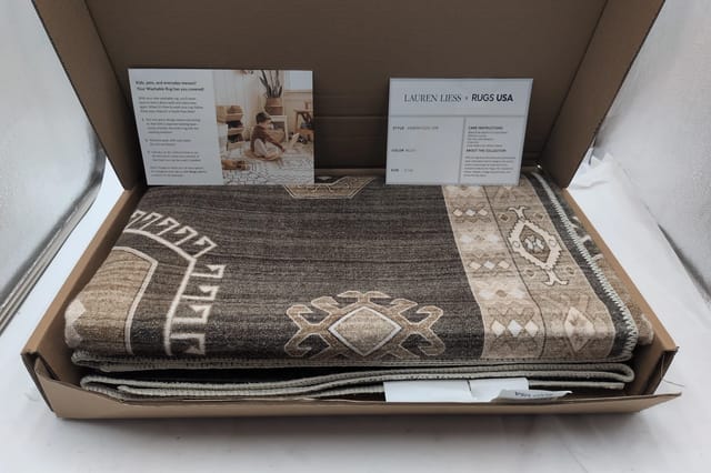 Machine Washable Area Rug 5x8 Dark Brown Cream Medallion Rugs USA x Lauren Liess — photo 2