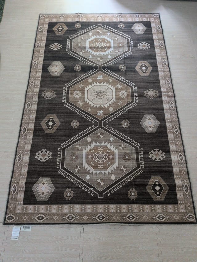 Machine Washable Area Rug 5x8 Dark Brown Cream Medallion Rugs USA x Lauren Liess