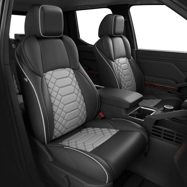 Seat Cover Set for Toyota Tacoma Double Cab 2024-2026, Black and Grey
