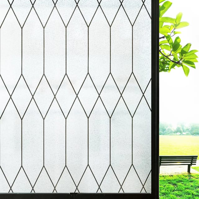 Frosted Privacy Window Film 2 Rolls 29.5 x 157.5 in Geometric Diamond Pattern — photo 3