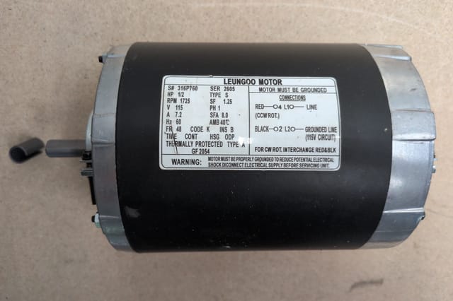 GF2054 Blower Motor 1/2 HP 115V 48 Frame — photo 3