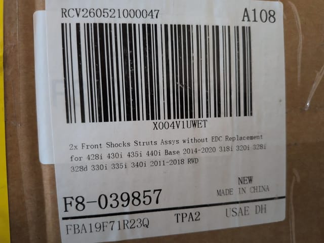 Front Struts BMW 328i 335i 428i 435i F30 F32 RWD Non-EDC 2012 2014 2016 2018 — photo 6